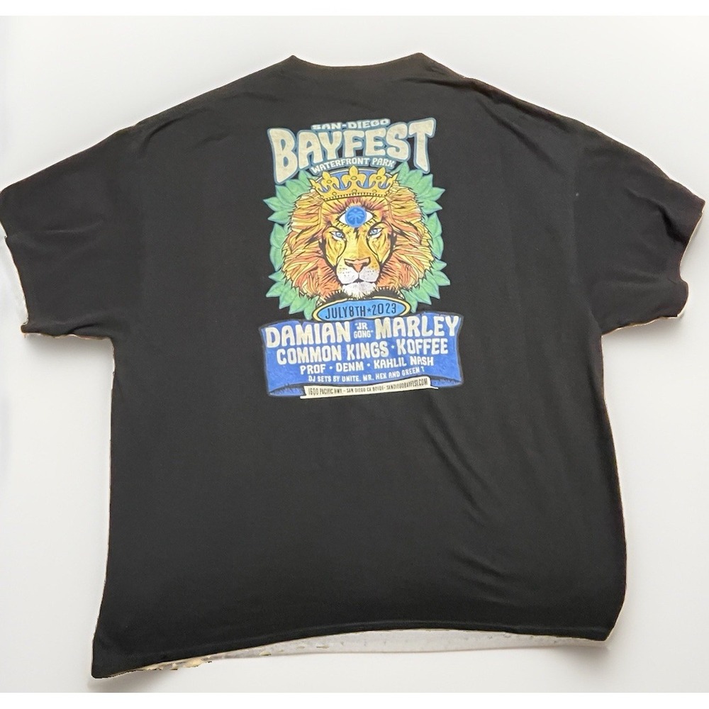 San Diego Bayfest 2023 Concert T Shirt 2XL Damian Marley Reggae Lion Gildan